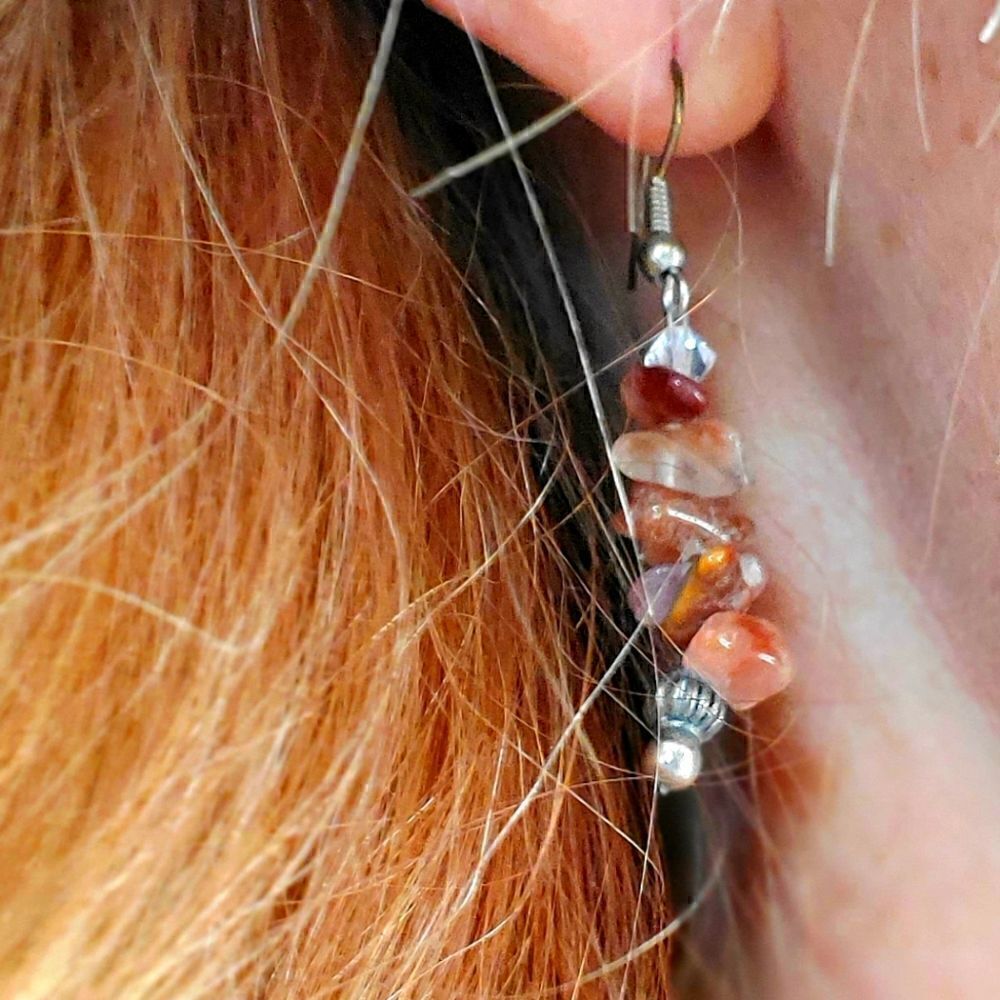 NWB! Beautiful hand made polished stone earrings